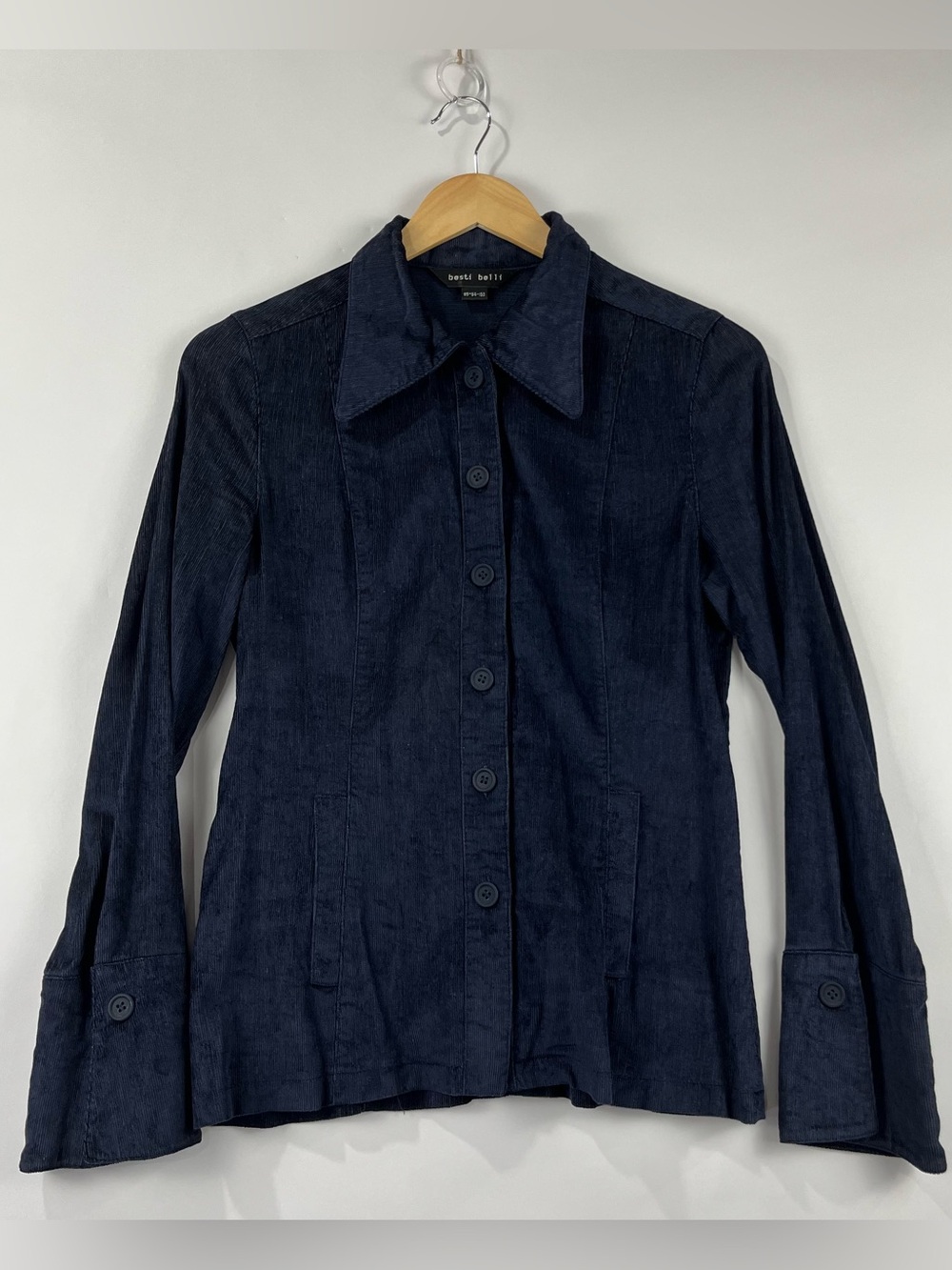 Besti Belli Vintage 90s Fine Wale Corduroy Button Front Shirt S